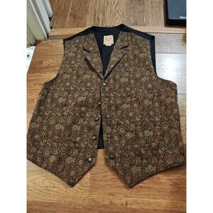 Wah Maker Mens Vest XL Brown Paisley Western Frontier Button Up USA Made